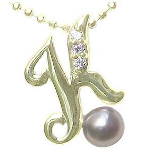 【10%OFF 12/3 20時より】イニシャル K k ペンダントトップ アルファベット パール ベビーパール あこや本真珠 ダイヤモンド k18 18k 1...