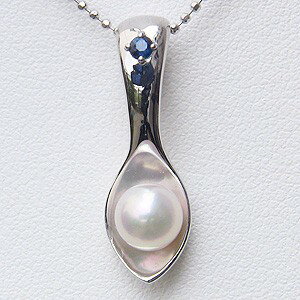 真珠 パール ネックレス ペンダント あこや本真珠 ベビースプーン 9月誕生石 サファイヤ 送料無料 人気 おすすめ カジュアル トレンド プレゼント ギフト ...