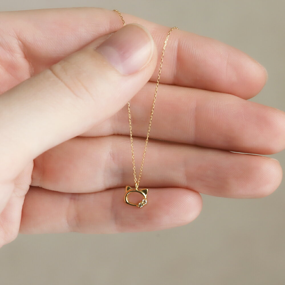 【ポイント10倍中】ネックレス 18金 ネコ ねこ 猫 ダイヤモンドネックレス ダイヤネックレス ダイヤモンド ペンダントトップ k18 18k イエローゴールド メンズ 4月誕生石 人気 送料無料 誕生日 人気 プレゼント ギフト ジュエリー 福袋 初売り