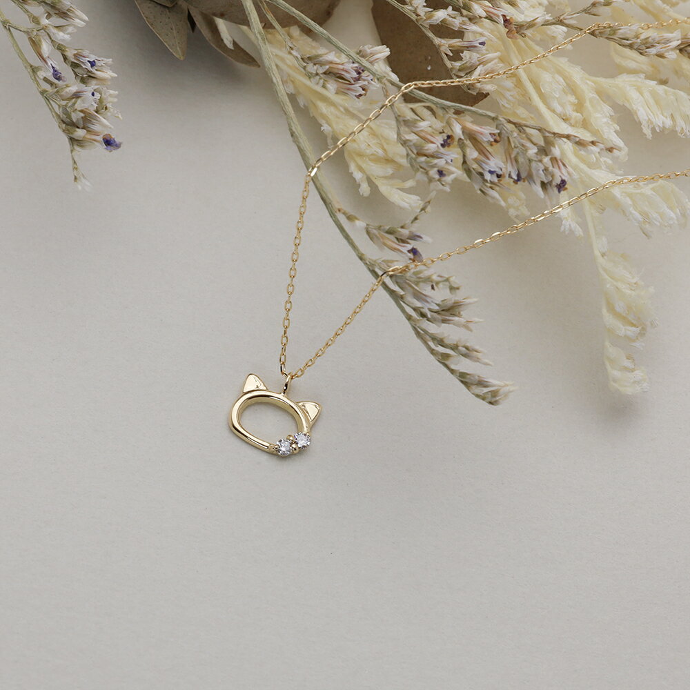 【ポイント10倍中】ネックレス 18金 ネコ ねこ 猫 ダイヤモンドネックレス ダイヤネックレス ダイヤモンド ペンダントトップ k18 18k イエローゴールド メンズ 4月誕生石 人気 送料無料 誕生日 人気 プレゼント ギフト ジュエリー 福袋 初売り