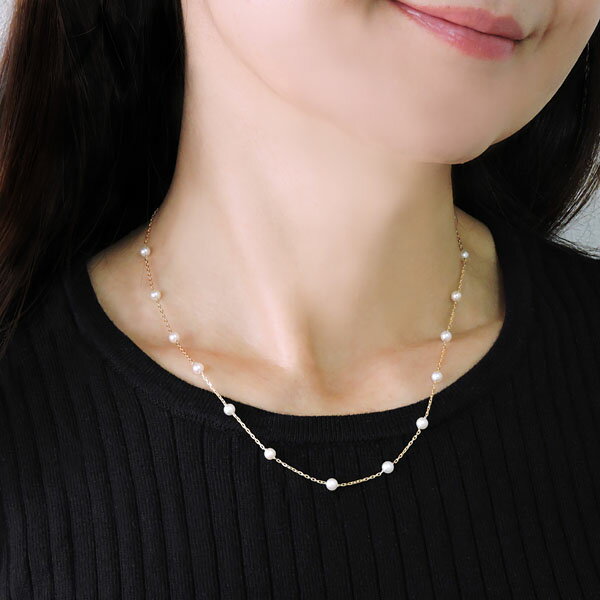 【スーパーSALE10％OFF】ネックレス あこや本真珠 k18イエローゴールド 3.5mm ステーション チョーカー チェーン レディース アコヤ あこや pearl 保証書付 送料無料 冠婚葬祭 フォーマル ブライダル おすすめ プレゼント ギフト 自分買い 敬老の日