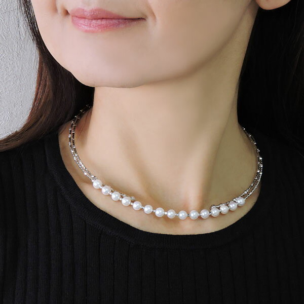 ネックレス あこや本真珠 k18ホワイトゴールド 5.5mm チョーカー レディース アコヤ あこや pearl 保証書付 送料無料 冠婚葬祭 フォーマル カジュアル 人気 ブライダル おすすめ プレゼント ギフト 自分買い 敬老の日