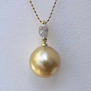 【10%OFF 12/3 20時より】南洋白蝶真珠 パールペンダントトップ ダイヤモンド ペンダントヘッド ゴールド系 12mm マーキスダイヤ 0.30ct ...