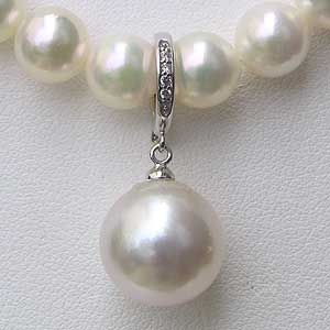 【ポイント10倍】南洋白蝶真珠 ペンダントトップ ヘッド クリッカー ダイヤモンド パール 12mm 送料無..