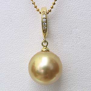 【ポイント10倍】南洋白蝶真珠 ペンダントトップ ヘッド クリッカー ダイヤモンド パール ゴールド系 1..