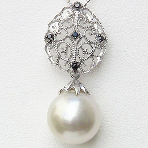 【ポイント10倍】真珠 パール 南洋白蝶真珠 12mm ペンダントトップ k18 ホワイトゴールド ブラックダイヤモンド 送料無料 人気 おすすめ カジュアル トレンド プレゼント ギフト ジュエリー ブラックフライデー