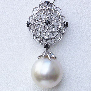 【ポイント10倍】真珠 パール 南洋白蝶真珠 12mm ペンダントトップ k18 ホワイトゴールド ブラックダイヤモンド 送料無料 人気 おすすめ カジュアル トレンド プレゼント ギフト ジュエリー ブラックフライデー