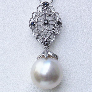 【ポイント10倍】真珠 パール 南洋白蝶真珠 12mm ペンダントトップ k18 ホワイトゴールド ブラックダイヤモンド 送料無料 人気 おすすめ カジュアル トレンド プレゼント ギフト ジュエリー ブラックフライデー