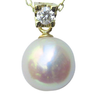 【ポイント10倍】真珠 ネックレス 真珠 パール トップ あこや本真珠 直径8.5mm ダイヤモンド1石 0.10ct..