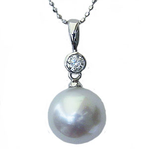 【10%OFF 12/3 20時より】真珠 パール ペンダントトップ 南洋白蝶真珠 10mm ホワイトゴールド 人気 おすすめ カジュアル トレンド プレゼント...