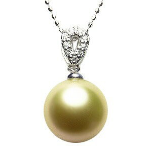 【10%OFF 12/3 20時より】真珠 パール ペンダントトップ 南洋白蝶真珠 ゴールデンパール 10mm ホワイトゴールド ダイヤモンド 人気 おすすめ ...