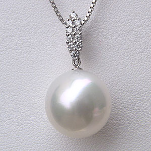 【10%OFF 12/3 20時より】南洋白蝶真珠 ペンダントネックレス ダイヤモンド パール 15.6mm ブルーホワイト系 pt900 プラチナ ベネチアン...