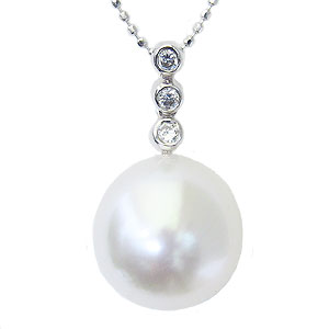 【10%OFF 12/3 20時より】パールペンダントトップ 真珠 パール 南洋白蝶真珠 12mm ダイヤモンド 0.10ct ホワイトゴールド k18 人気 ...