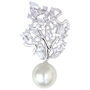 【10%OFF 12/3 20時より】パール ブローチ パールブローチ ブローチ フォーマル ペンダントトップ ダイヤ 南洋白蝶真珠 パール 限定1点 ダイヤモ...