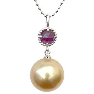 【ポイント10倍 12/1 9:59まで】ペンダントトップ ダイヤ ネックレスペンダント 南洋真珠 ゴールドパール pt900 プラチナ ロードライトガーネット...