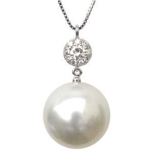 【10%OFF 12/3 20時より】ペンダントネックレス 南洋真珠パール ホワイトゴールドネックレス ダイヤモンド チェーン付 送料無料 人気 おすすめ カジ...