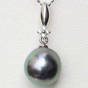 【10%OFF 12/3 20時より】真珠 パール ペンダントトップ ヘッド タヒチ黒蝶真珠 10mm ホワイトゴールド 送料無料 人気 おすすめ カジュアル ...
