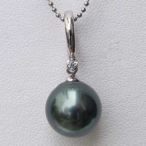 【ポイント10倍】タヒチ黒蝶真珠 ペンダントトップ クリッカー k18 ホワイトゴールド ダイヤモンド グ..