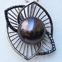 【決算セール ポイント10倍 8/1より】黒真珠 ブラックパール タヒチ黒蝶真珠 13mm ペンダントトップ ホワイトゴールド ブラックダイヤモンド 送料無料 ...
