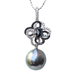 【ポイント10倍】真珠 パールペンダントトップ タヒチ黒蝶真珠 ブラックパール 10mm 黒真珠 ホワイトゴールド ブラックダイヤモンド 送料無料 人気 おすすめ カジュアル トレンド プレゼント ギフト ジュエリー ブラックフライデー