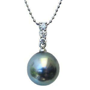 【10%OFF 12/3 20時より】真珠 パール ペンダントトップ タヒチ黒蝶真珠 10mm ライトグリーン系 k18 ホワイトゴールド 送料無料 人気 おす...