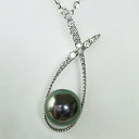 【ポイント10倍! 7/16 AM9:59まで】タヒチ黒蝶真珠 ペンダントネックレス ダイヤモンド パール 10.25mm グリーン系 k18 ホワイトゴールド...