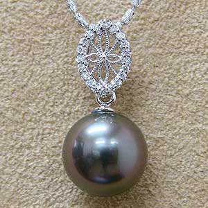 【10%OFF 12/3 20時より】真珠 パール ペンダントトップ ヘッド タヒチ黒蝶真珠 11mm k18 ホワイトゴールド 送料無料 人気 おすすめ カジ...