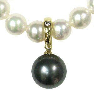 【10%OFF 12/3 20時より】真珠 パール ペンダントトップ タヒチ黒蝶真珠 11mm k18 18金 ゴールド ダイヤモンド クリッカー式 バチカン ...