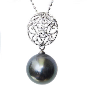 【ポイント10倍】ペンダントトップ ダイヤ ネックレスペンダント 黒真珠パール k18ホワイトゴールドネックレス ダイヤモンド 人気 おすすめ カジュアル トレンド プレゼント ギフト ジュエリー ブラックフライデー