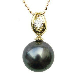 【10%OFF 12/3 20時より】パール ペンダントトップ 黒真珠 ネックレス イエローゴールド k18 ダイヤモンド 人気 おすすめ カジュアル トレンド...