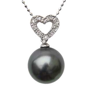 【10%OFF 12/3 20時より】ペンダントトップ ダイヤ 黒真珠パール pt900プラチナネックレスペンダント ハート ダイヤモンド 人気 おすすめ カジ...