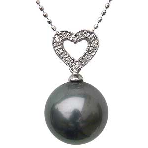 【10%OFF 12/3 20時より】ペンダントトップ ダイヤ 黒真珠パール ホワイトゴールド ネックレスペンダント ハート ダイヤモンド 人気 おすすめ カジ...