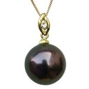 【10%OFF 6/11 1:59まで】ブラックパール ペンダントトップ 黒真珠 10mm タヒチ黒蝶真珠 ダイヤモンド 0.01ct k18 ゴールド 人気 おすすめ カジュアル トレンド プレゼント ギフト 父の日