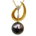 【10%OFF 7/12 9:59まで】ブラックパール ペンダントトップ タヒチ黒蝶真珠 10mm イエローシェル k18 ゴールド ダイヤモンド 0.10ct...