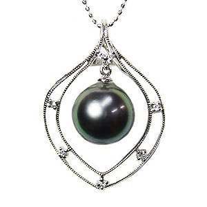 【ポイント10倍】ペンダントトップ ダイヤ 黒真珠パール k18ホワイトゴールドネックレス ダイヤモンド 人気 おすすめ カジュアル トレンド プレゼント ギフト ジュエリー ブラックフライデー