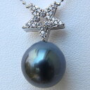 【10%OFF 12/3 20時より】タヒチ黒蝶真珠 ペンダントトップ k18 ホワイトゴールド グリーン系 ダイヤモンド 0.15ct 送料無料 人気 おすす...