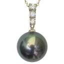 【10%OFF 6/11 1:59まで】パールペンダントトップ 真珠 パール タヒチ黒蝶真珠 グリーン系 径12mm ダイヤモンド 3石 計0.20ct k18 ゴールド ペンダント 人気 おすすめ カジュアル トレンド プレゼント ギフト 父の日