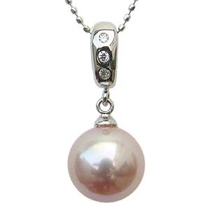 【10%OFF 12/3 20時より】ネックレス 淡水パール 湖水真珠 ダイヤモンド ホワイトゴールド ペンダント ペンダントトップ ネックレスペンダント 人気...