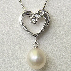 淡水真珠 ペンダントネックレス 5.5-6mmV シルバー 淡水パールVカットボールチェーン付き キュービックジルコニア 送料無料 人気 おすすめ カジュアル トレンド プレゼント ギフト ジュエリー ブラックフライデー(4)