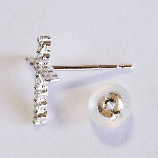 ダイヤモンドピアスk18ホワイトゴールド18k18金ダイヤモンドピアススタッドピアスクロス十字架レディースメンズユニセックスジェンダーレス送料無料カジュアル普段使い人気おすすめプレゼントギフト