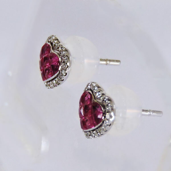 【10%OFF 3/3 20:00より】ピアス ルビー ダイヤモンド 0.10ct k18ホワイトゴールド レディース ダイヤ 保証書付 送料無料 普段使い 人気 おすすめ カジュアル トレンド プレゼント ギフト ジュエリー 卒業 入学 ホワイトデー