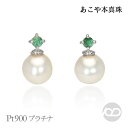 【只今 ポイント10倍中!】パール ピアス エメラルド 真珠 スタッド pt900 プラチナ 本真珠 あこや アコヤ 4mm 送料無料 男性用 メンズ プレゼン...