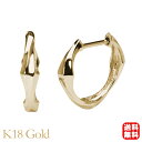 【只今 ポイント10倍中!】フープピアス k18 イエローゴールド 18k 18金 中折れ シンプル 両耳用 ユニセックス 男女兼用 ジェンダーレス 送料無料 ...