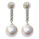 【決算セール ポイント10倍】パール ピアス 18金 18k 18k 普段使い 真珠 あこや本真珠 8.5mm k18 ゴールド ペア ダイヤモンド ぶら下がり...