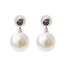 【決算セール ポイント10倍】パール ピアス 18金 18k 18k 普段使い 真珠 あこや本真珠 アメジスト アメジスト 2月の誕生石 ぶら下がり ゆれる 揺...