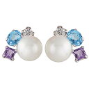 【10%OFF 9/11 1:59まで】パールピアス 18金 パール ピアス 18k 18k 真珠 ダイヤモンド ブルートパーズ アメジスト 紫水晶 真珠 ホワイトゴールド ペア k18 品質保証書付き 送料無料 対応 普段使い プレゼント ギフト ジュエリー 敬老の日