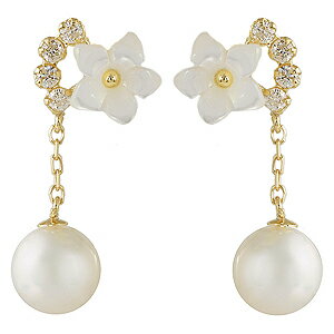 【1/1〜1/3 ポイント5倍】パール ピアス 18金 18k 18k 普段使い ロング チェーン 真珠 揺れる ダイヤモンド ホワイトシェル 白蝶貝 真珠 イエローゴールド ペア k18 品質保証書付き 送料無料 プレゼント 誕生日 祝い 就職祝い ギフト対応 おすすめ 成人式 お祝い