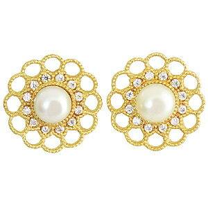 普段使い アンティーク調 パールピアス 真珠 4mm ピアス K18 18金 18k イエローゴールド ダイヤモンド シリコンダブルロックキャッチ付き ギフト 人気 誕生日 送料無料 品質保証書付