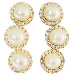普段使い パールピアス アンティーク調 真珠 4mm ピアス ダイヤモンド K18 18金 18k イエローゴールド シリコンダブルロックキャッチ付き ギフト 人気 誕生日 送料無料 品質保証書付