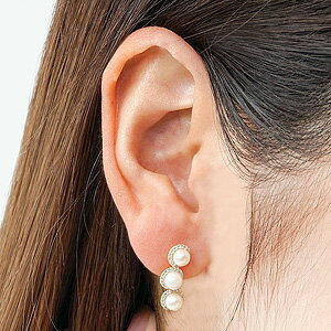 普段使い パールピアス アンティーク調 真珠 4mm ピアス ダイヤモンド K18 18金 18k イエローゴールド シリコンダブルロックキャッチ付き ギフト 人気 誕生日 送料無料 品質保証書付